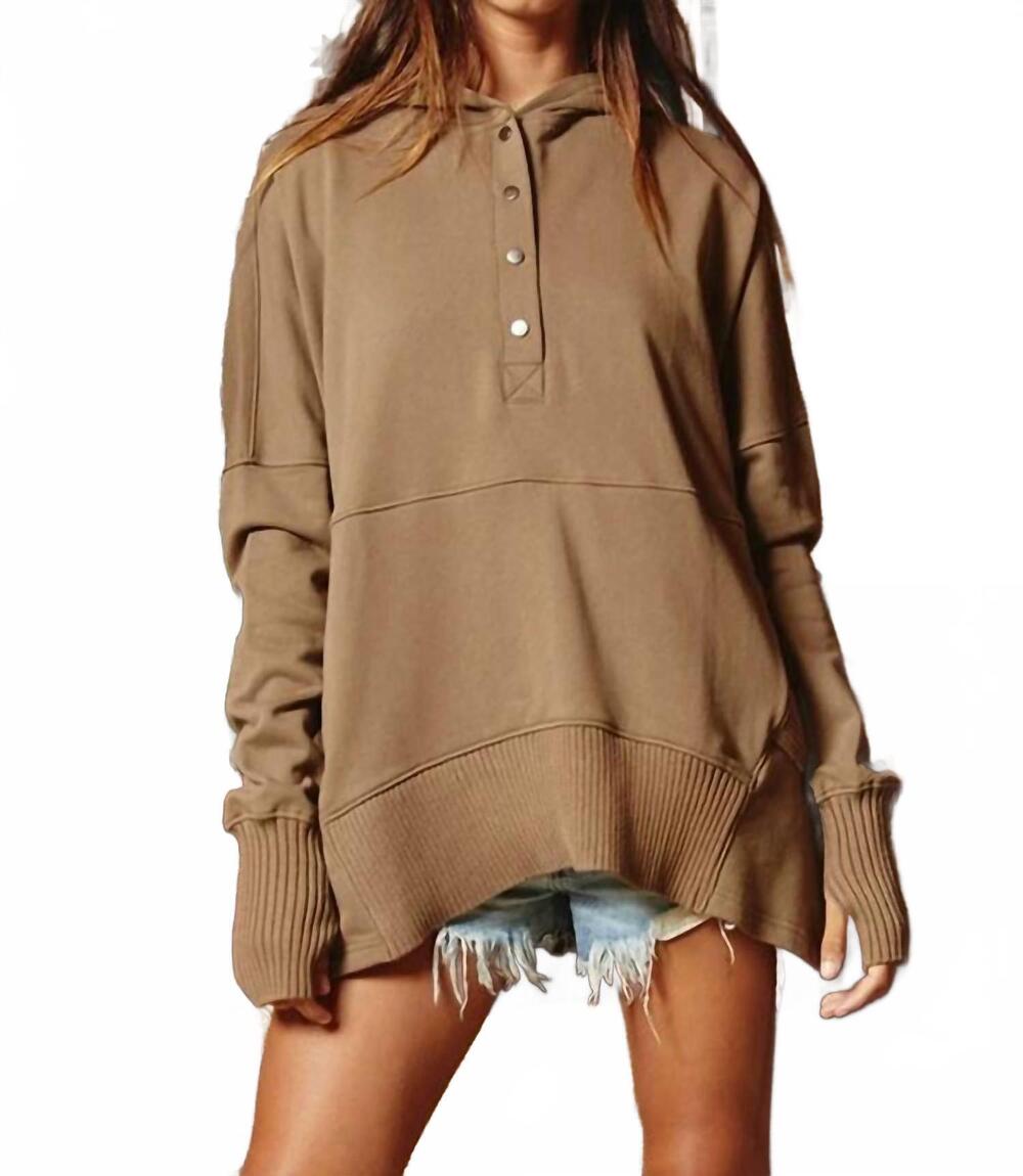 NEW BUCKETLIST french terry oversized solid hoodie in mocha